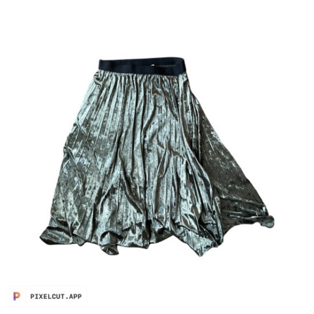 Green faux velvet skirt
